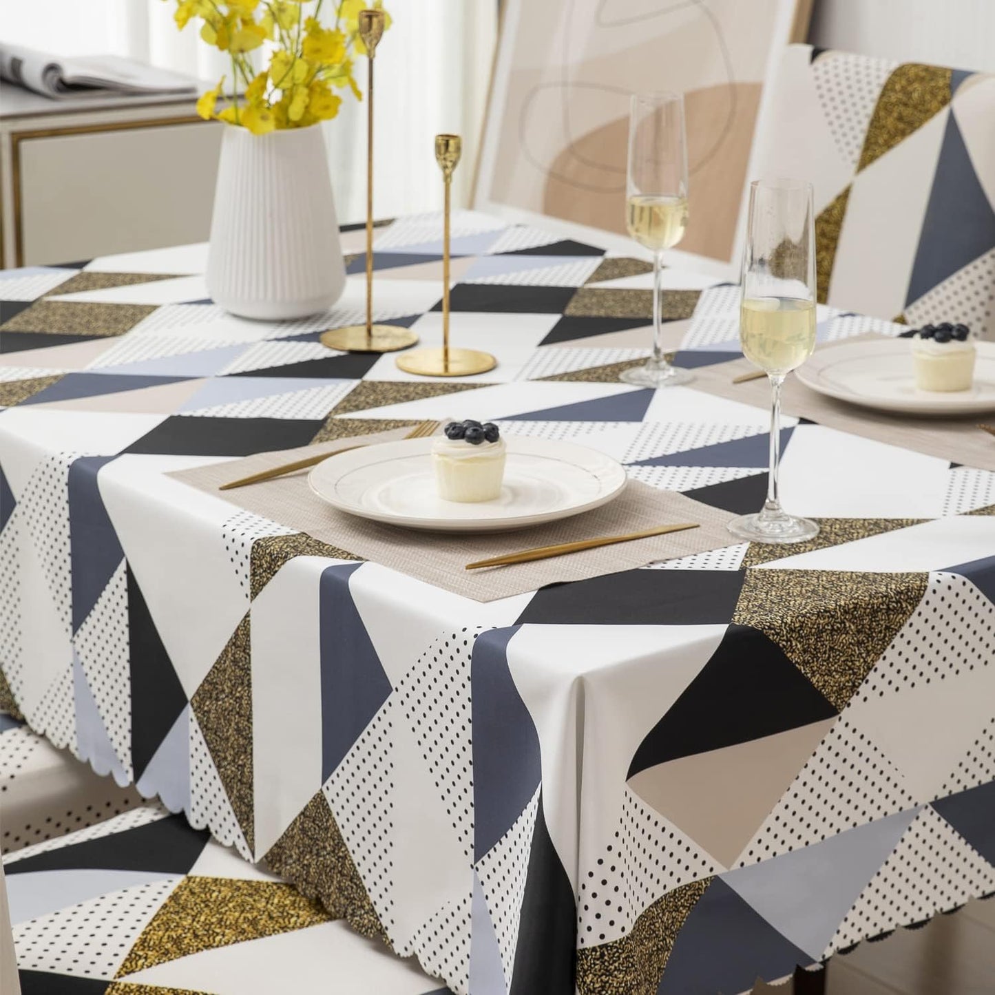 Geometric Brown Chair & Table Cover