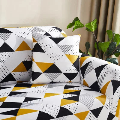 CoverHome  Exclusive Stretchable Sofa Cover - Geometric Brown