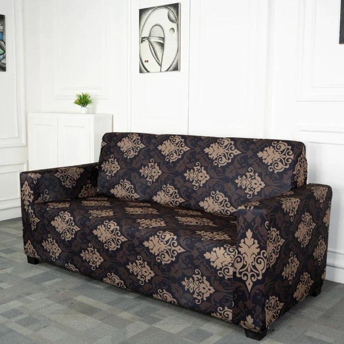 CoverHome Exclusive Stretchable Sofa Cover - Brown Brocade