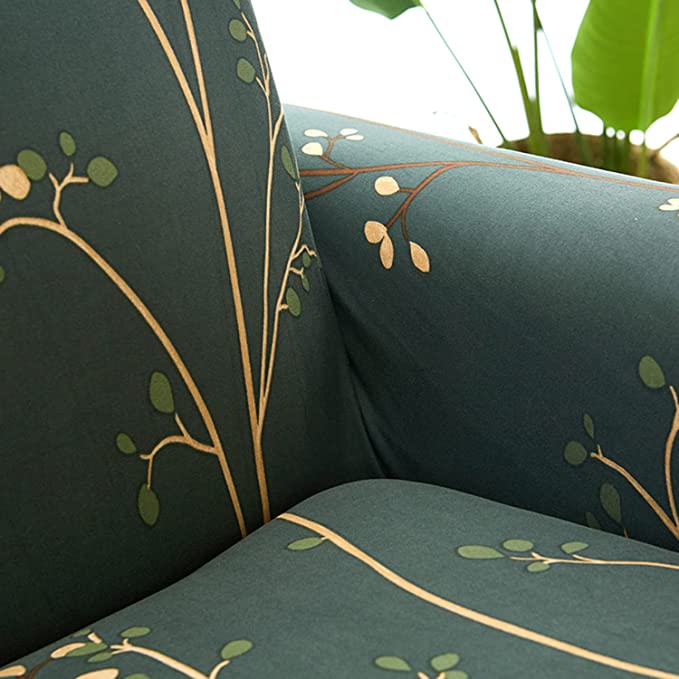 Faboholic Elastic | Extensible | Super Stretchable | Premium Feel | Non-Slip | Multi Seater |  Green Flower SOFA COVER