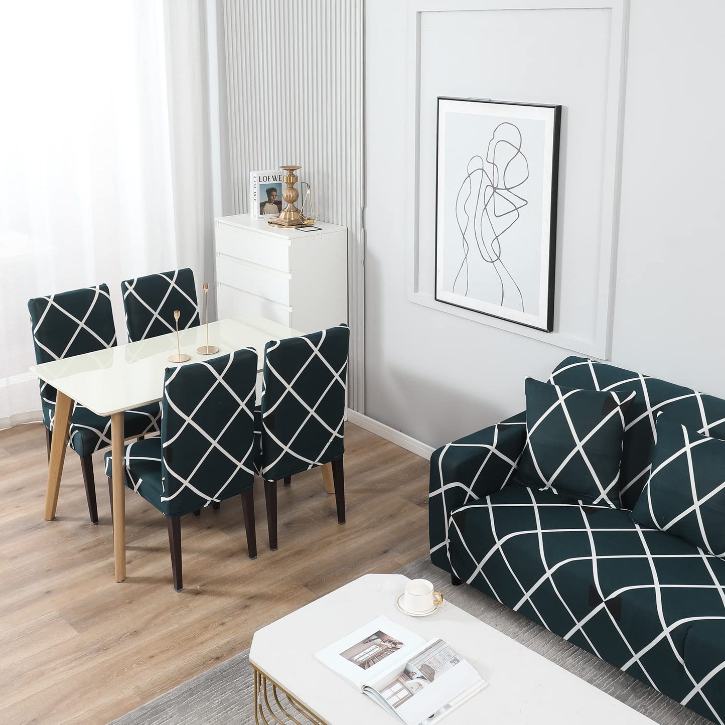 Faboholic Sleek and Versatile: Premium  L-Shape Extensible Rose Blue Sofa Set Cover