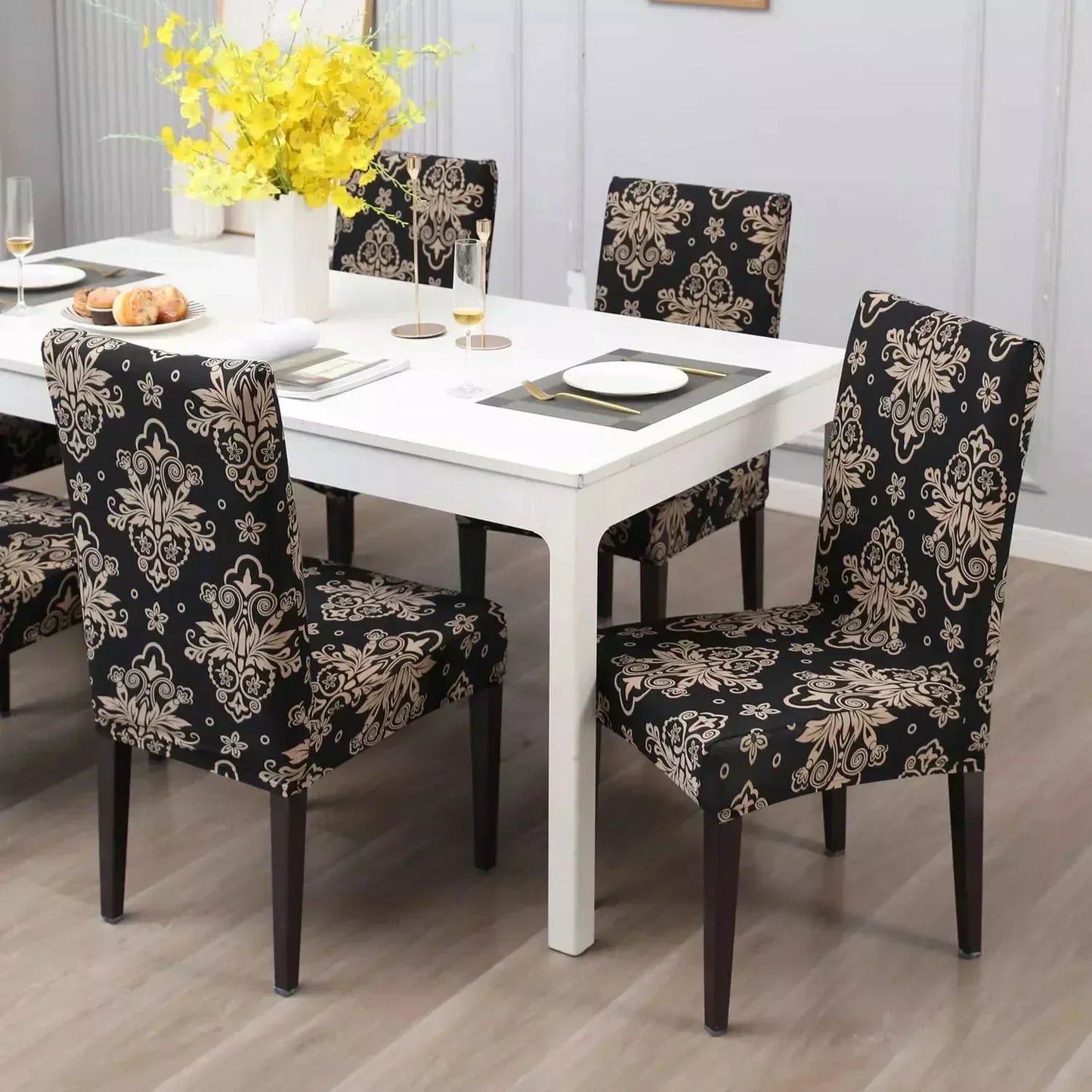 STRETCHABLE CHAIR COVERS, MEROON FLORAL