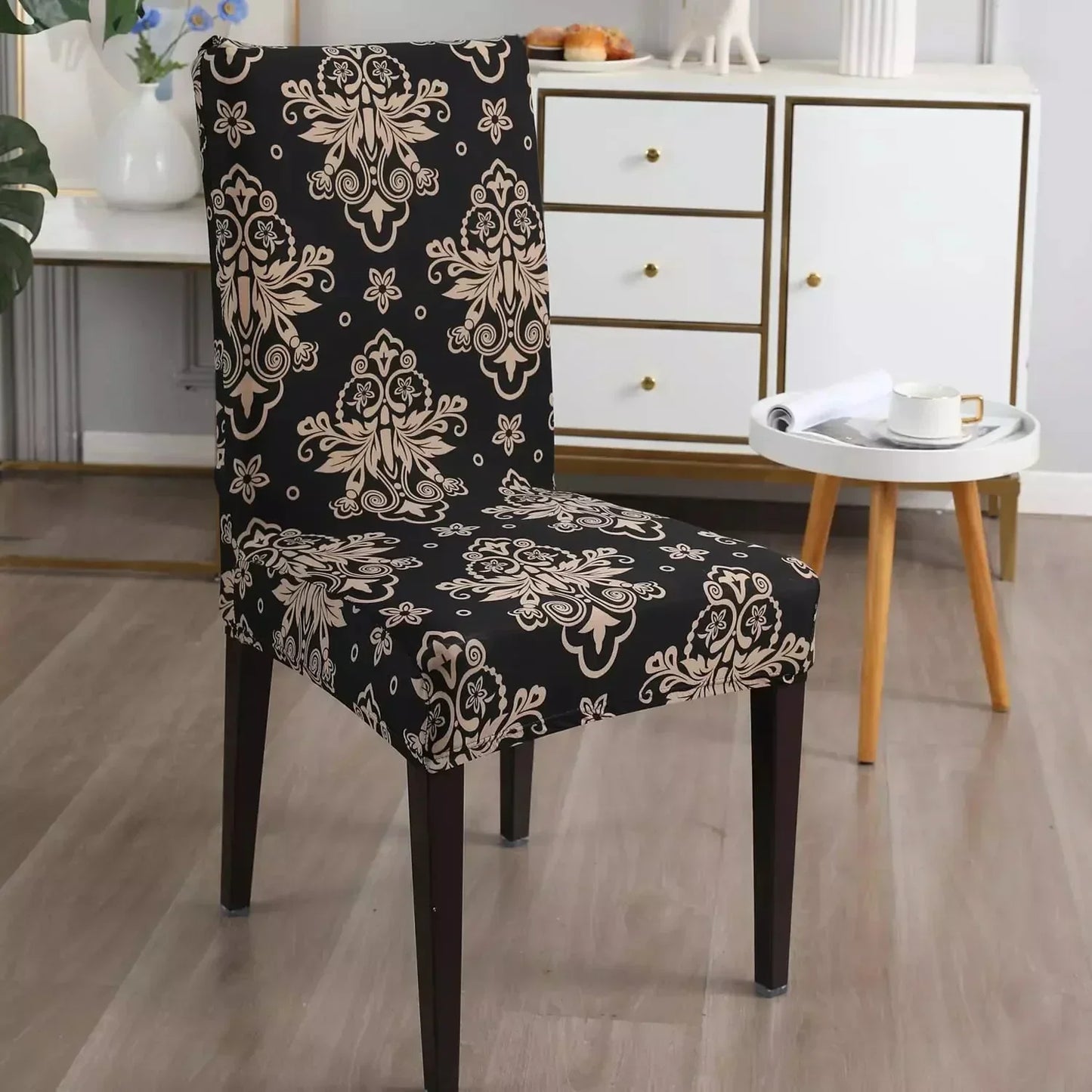 STRETCHABLE CHAIR COVERS, MEROON FLORAL