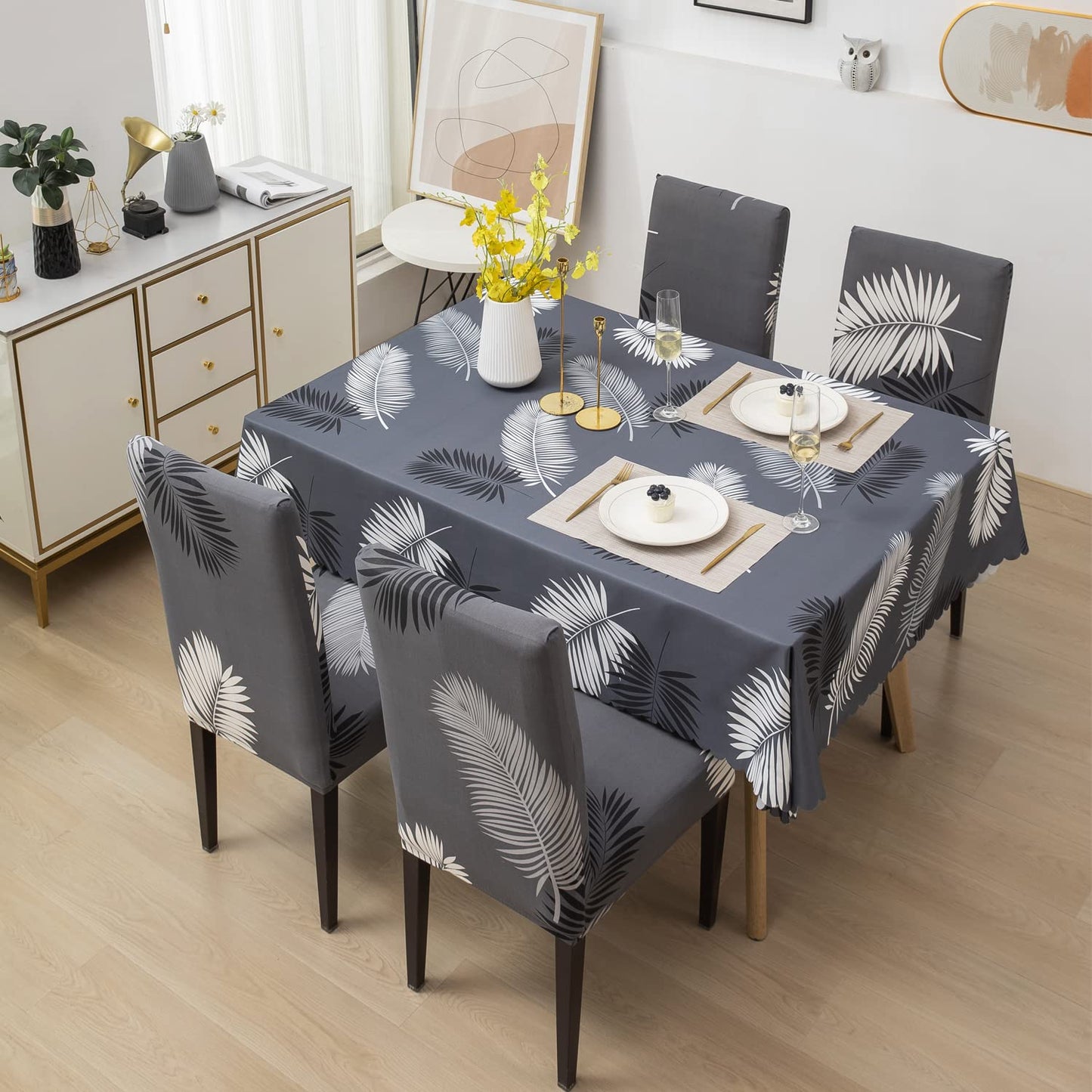 Charcol Fern Chair & Table Cover