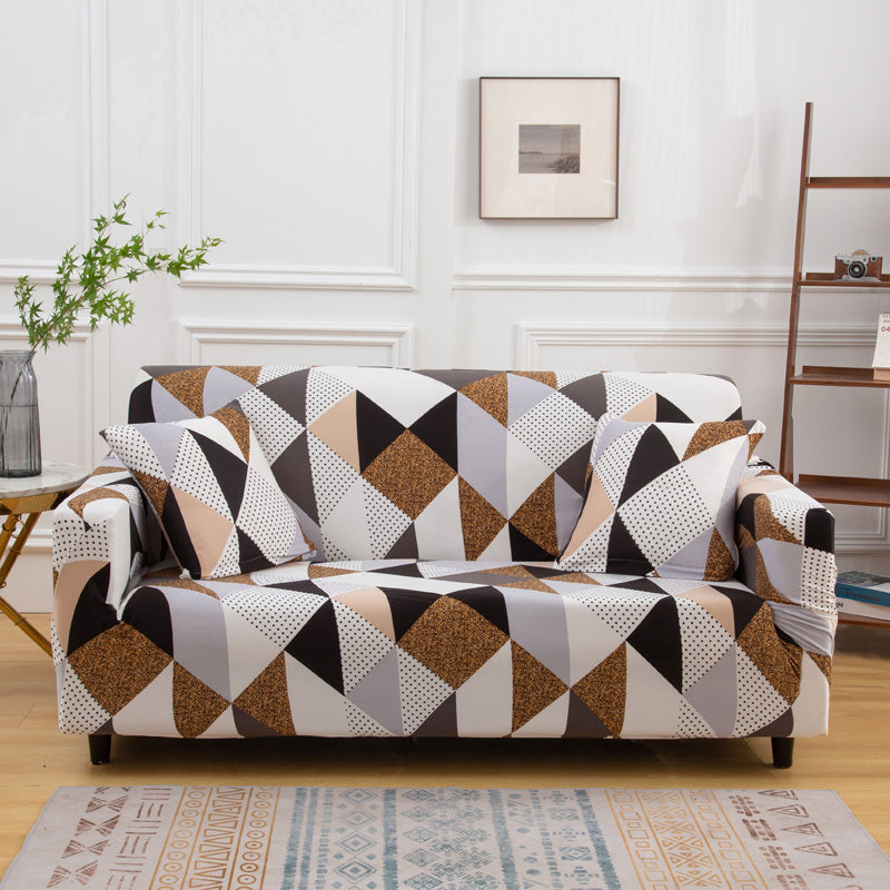 CoverHome  Exclusive Stretchable Sofa Cover - Geometric Brown