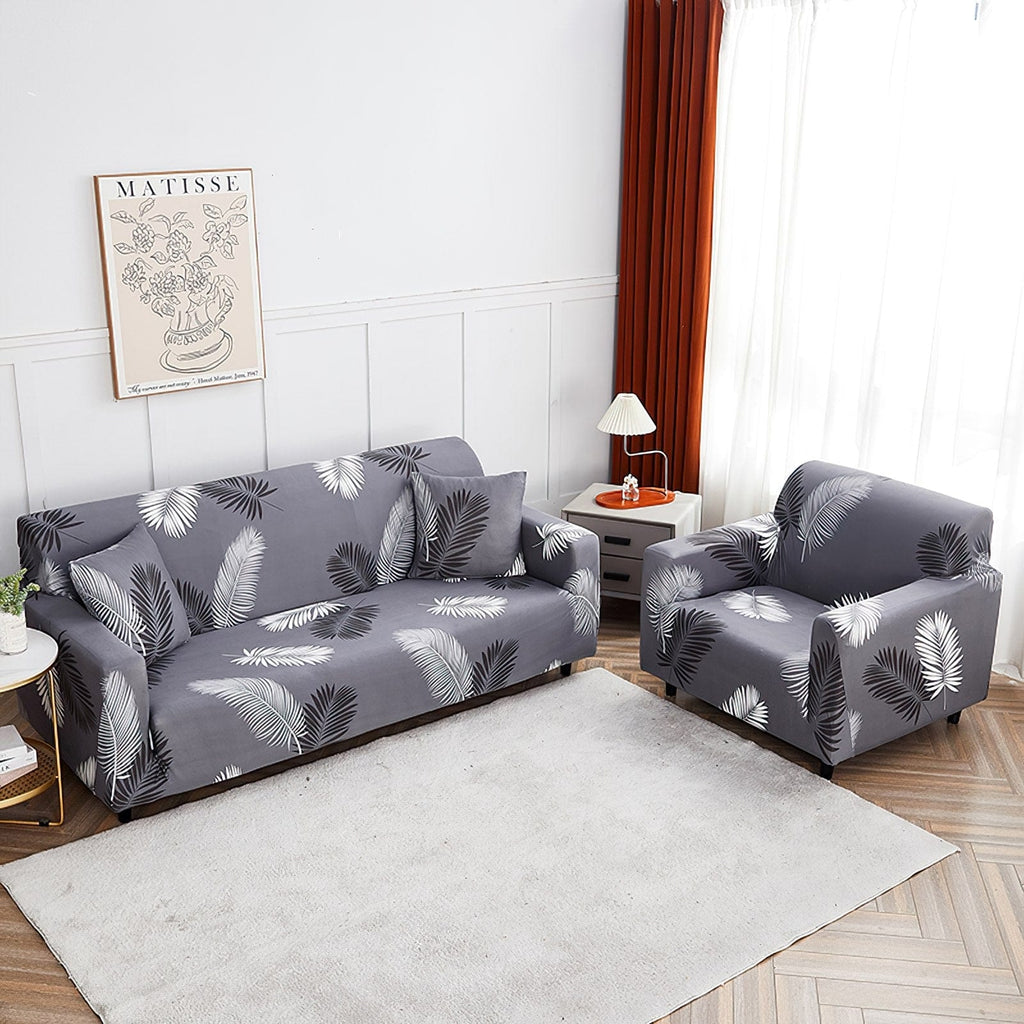 CoverHome Exclusive Stretchable Sofa Cover - Charcoal Fern