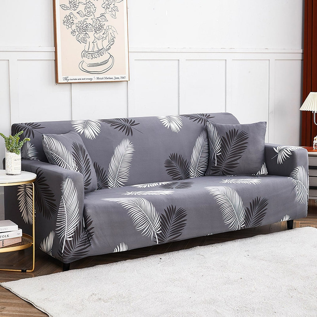 CoverHome Exclusive Stretchable Sofa Cover - Charcoal Fern