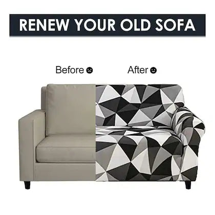 BLACK & WHITE DELIGHT ELASTIC SOFA COVER