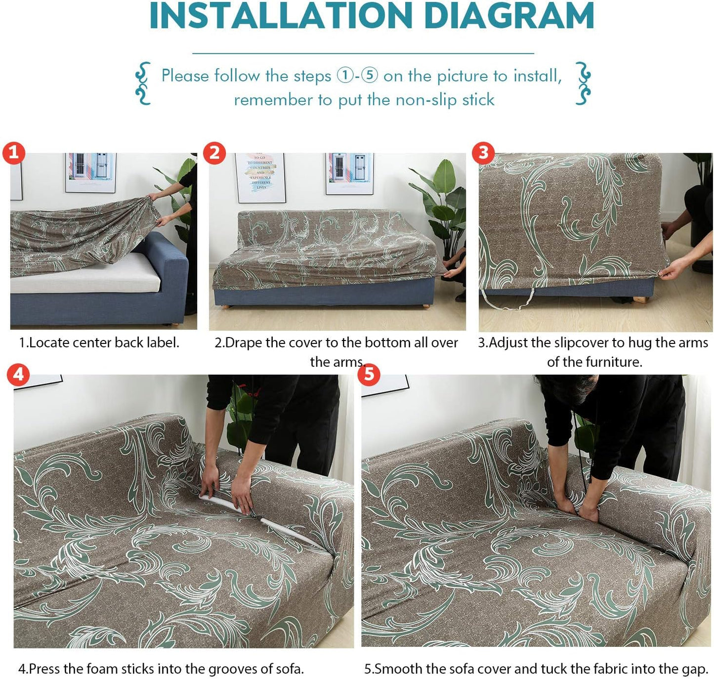 Faboholic L Shape Premium Extensible Sofa Set Cover Brown Dhamash