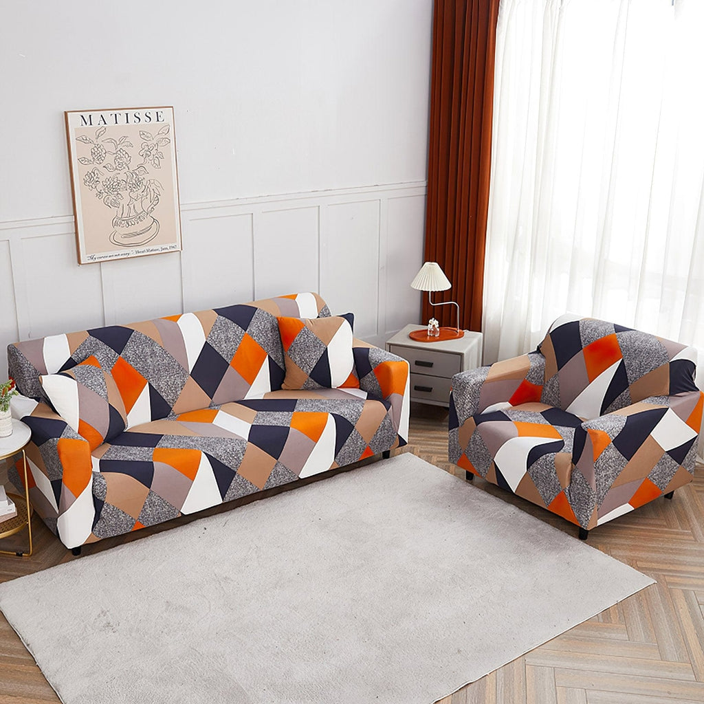 CoverHome Exclusive Stretchable Sofa Cover - Prism Orange