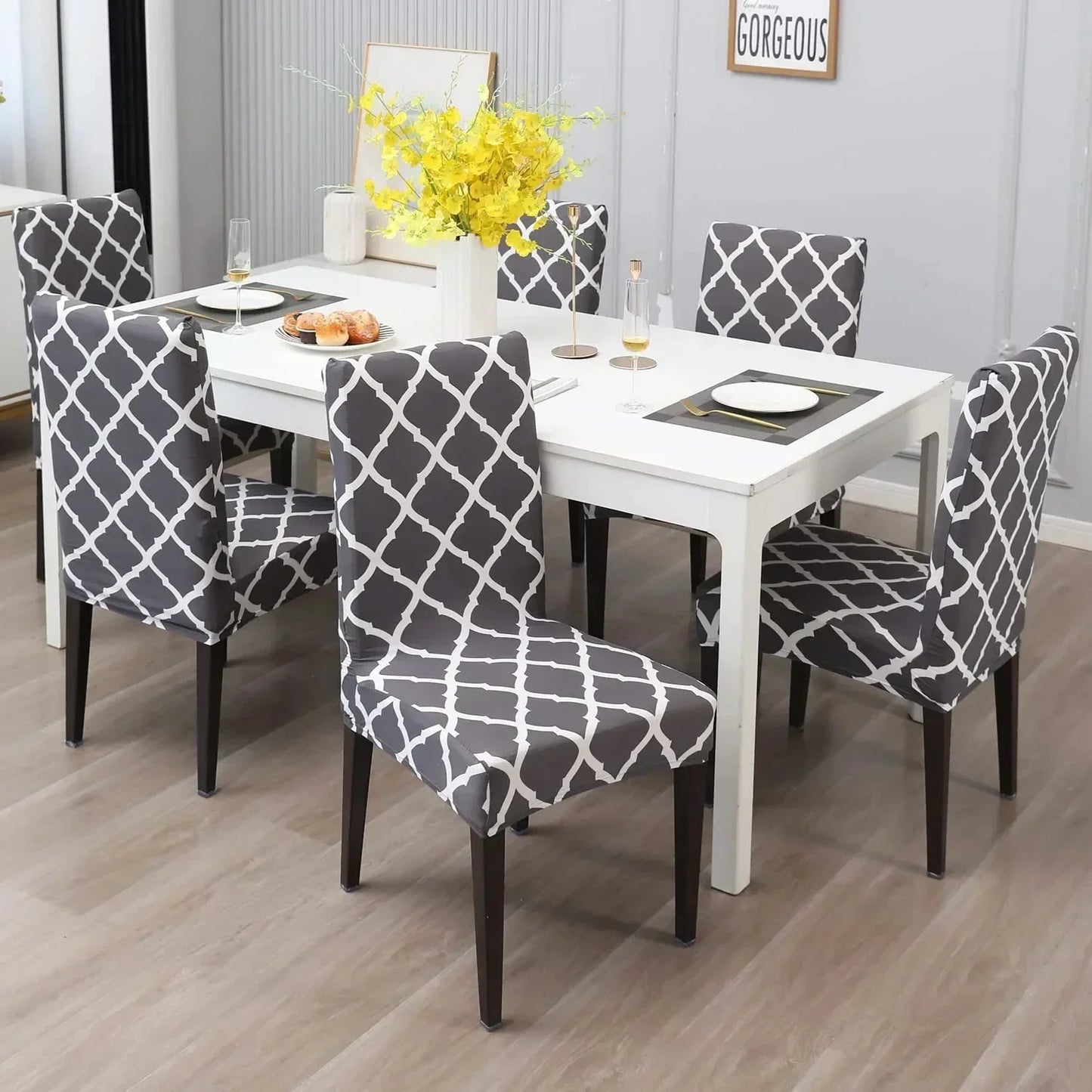 STRETCHABLE CHAIR COVERS, DIAMOND GREY - Fab Home Decor - Sofa Cover