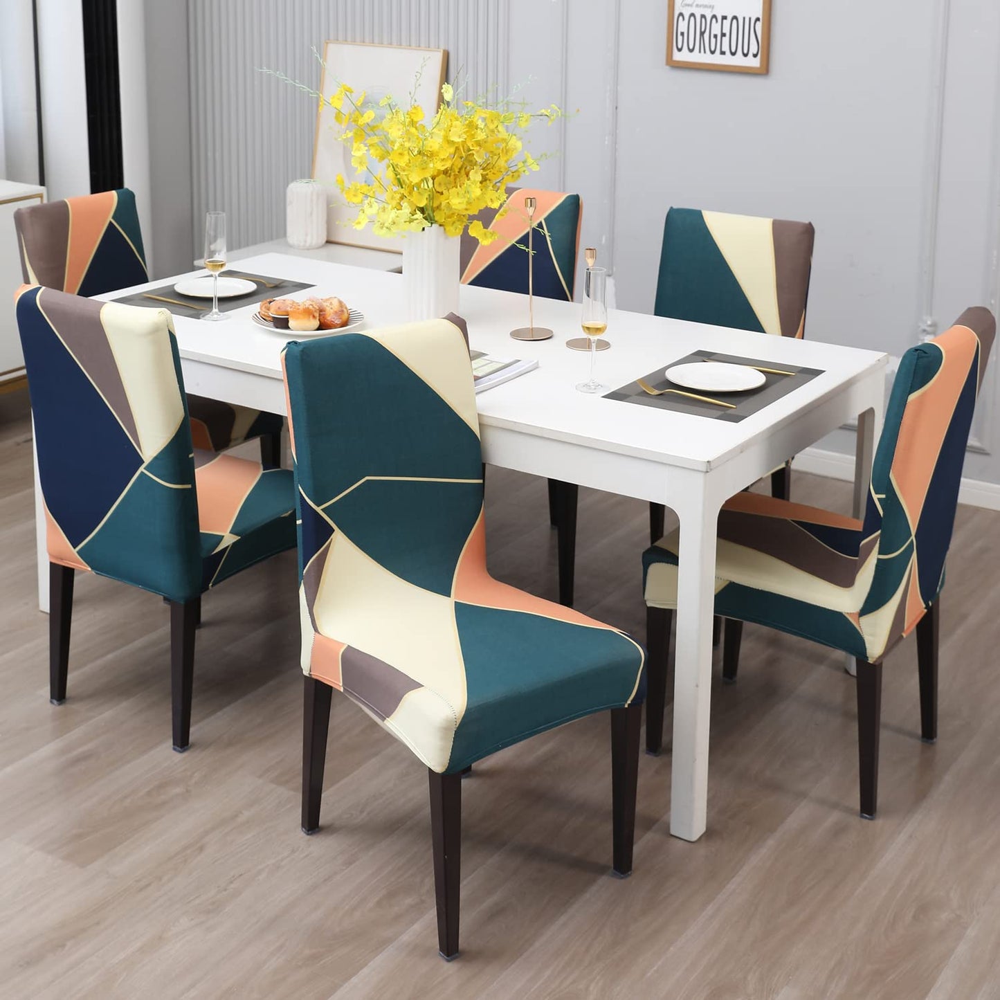 STRETCHABLE CHAIR COVERS, MULTI COLOR PRISM