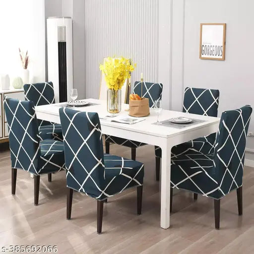 Navy Blue Checks Chair Cover